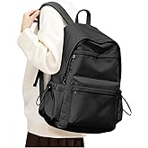 Black Backpack for School, High School Bookbag Back Pack for Teens Girls Boys, Lightweight College Backpack Book Bag for Women Men, Simple Casual Daypack Backpack Mochilas Escolares para Adolescentes