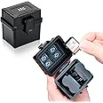 JJC Portable Camera Battery Memory Card Case,Battery Holder Organizer Box for 2x Canon LP-E17 LP-E12 LP-E10 Fuji NP-W126 NP-W235 Nikon EN-EL14A EN-EL25 Sony NP-FZ100 NP-FW50 DMW-BLG10 Battery and More