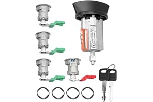 EMIHO Ignition Switch Lock Cylinder Door Lock Cylinder with Key Fit for Ford Econoline E150 Van E250 Van E350 Van 1997-2020 Replace LC6177 + 703369 X4 + 597638 X2