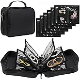 GSXRB Waterproof Anti-Tarnish Jewelry Organizer for Travel - Large Capacity Foldable Jewelry Box with 36 Compartments, Portable Earring Necklace Ring Organizer (Black)