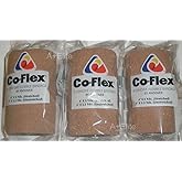 Andover CO-Flex 4"x5Yds Tan Flesh 3-Pack Cohesive Flexible Elastic Latex Bandage Compression Self Adherent Wrap Kids Children Vet Animals Pets Cats Dogs Horses 3400TN