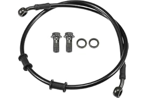 Motoforti Universal Brake Hose Motorcycle ATV Dirt Bike Motocross Braided Hydraulic Brake Line Oil Hose Pipeline, 80cm, Durable, Metal, Black Army Green, 1 Set