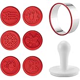 Luxshiny Cute Silicone Christmas Cookie Stamps Set, Premium Embossing Mold for Baking, 6 Stamps of Set