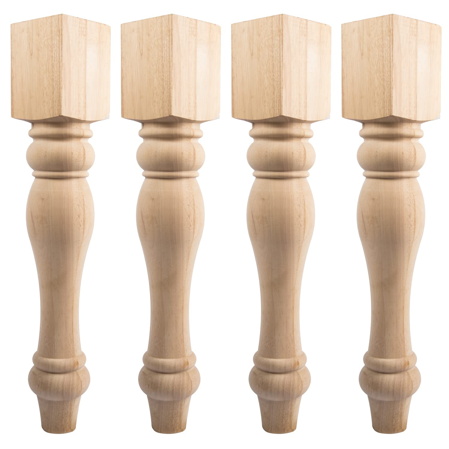 Photo 1 of 18x3.5x3.5 inch Wooden Chunky Farmhouse Table Legs, Set of 4 Solid Wood Massive Unfinished Turned Replacement Countertop Legs Kitchen Island Cabinet Columns for Bench Coffee Table Dining Table