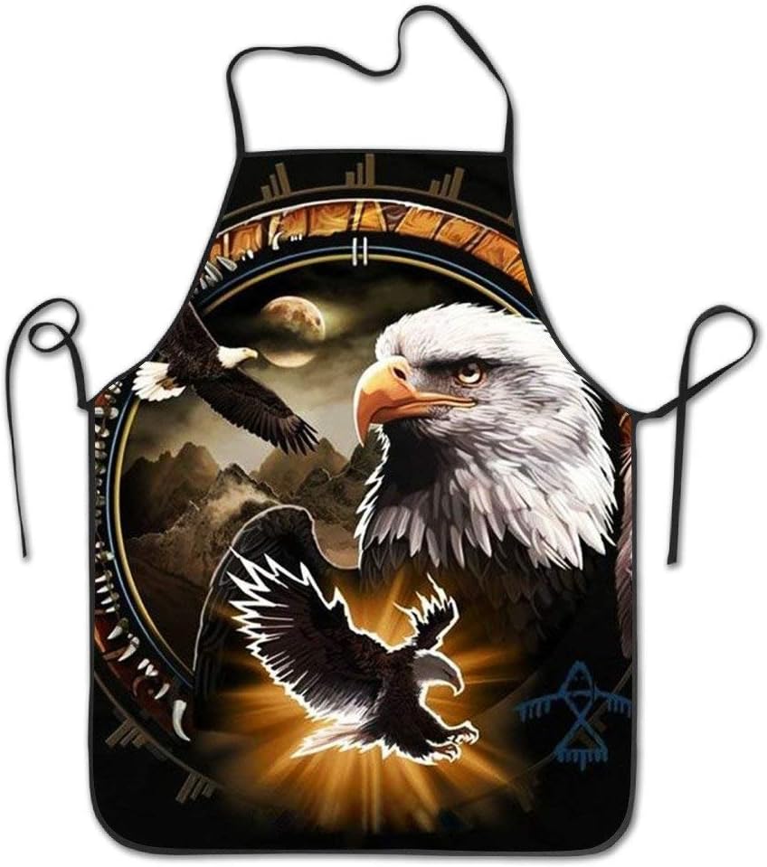 SPXUBZ Native American Eagle India Circular Sign Apron Durable Easy Cleaning Creative Bib for Man and Woman Standar Size