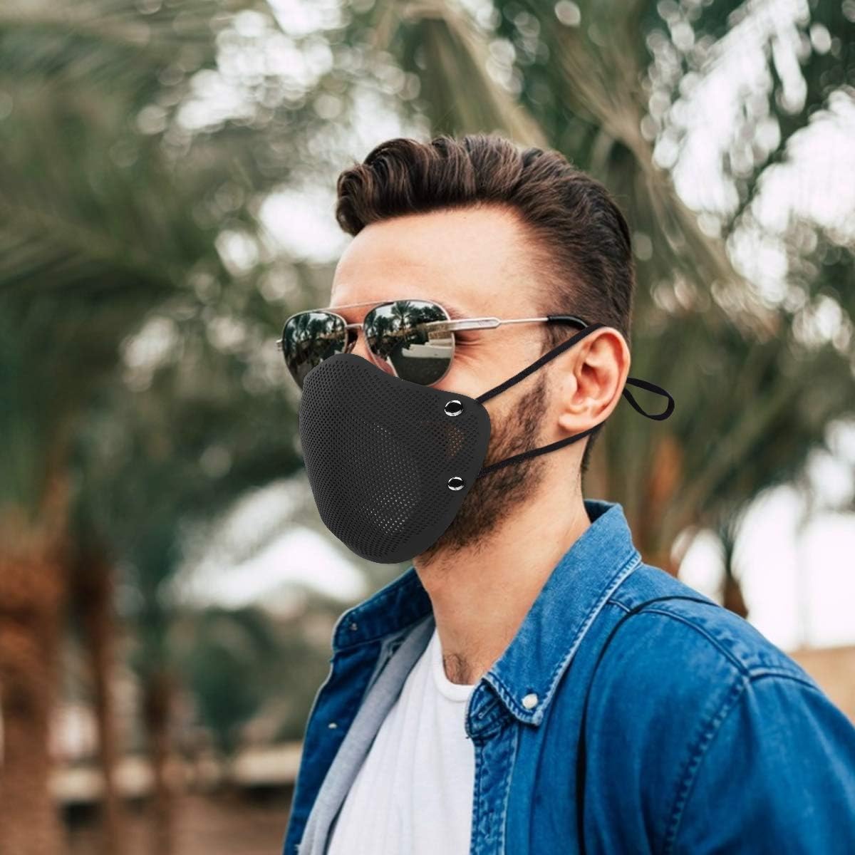 Reusable Silicone Face Mask, Windproof Running Mask with Replacement Filter