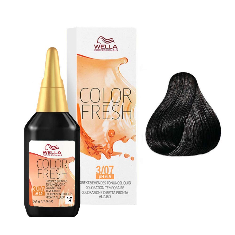 Wella Colour Fresh Semi-Permanent Hair Colour, No. 3/07 Dark Natural Brunette Brown, 0.098 kg