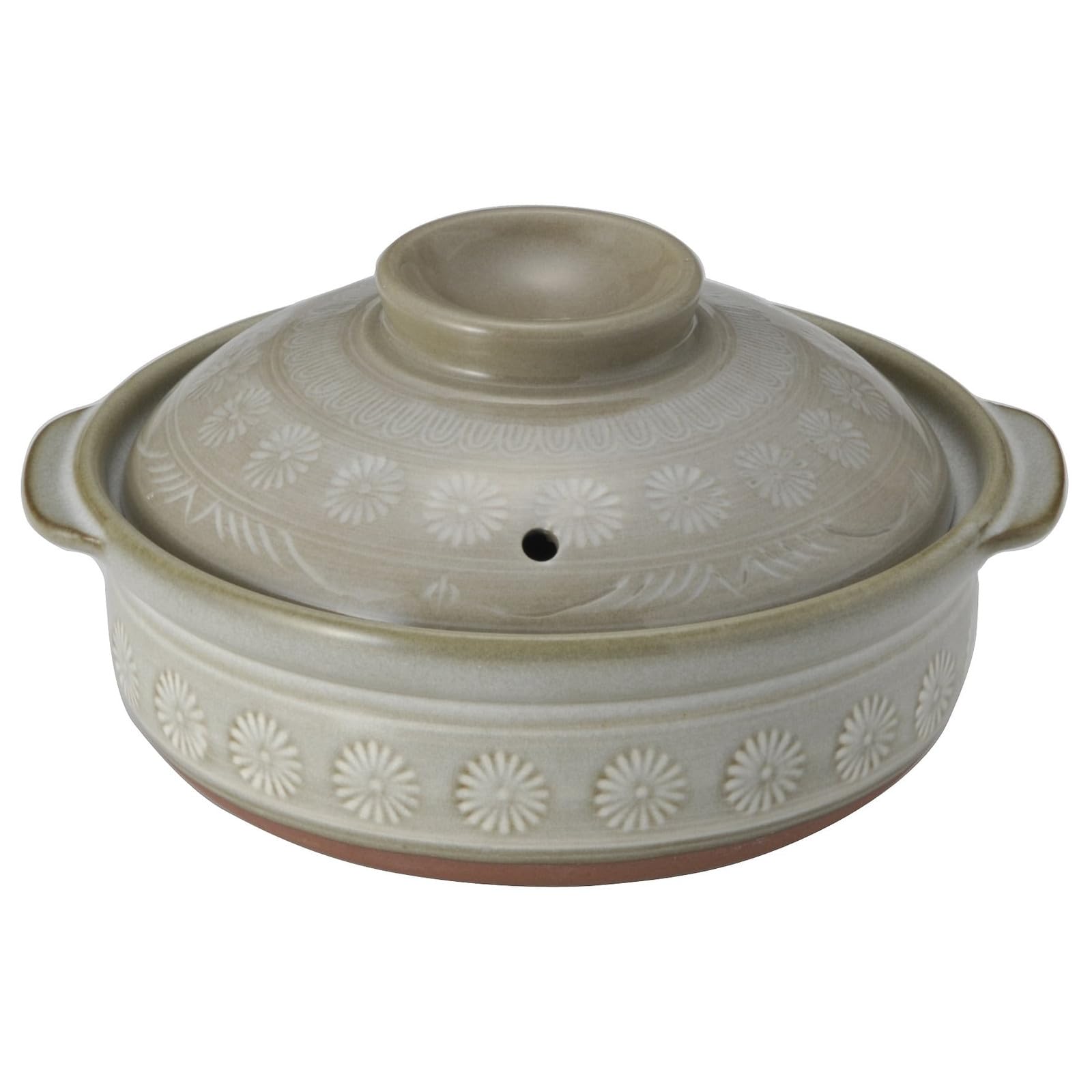 Photo 1 of [Genuine Product] Banko Ware 21061 Ginpo Earthenware Pot (Deep Pot) No. 6 for 1 Person Hanamishima, Suitable for Direct Fire, Heat Retention, Made in Japan