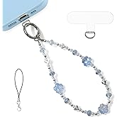 LuneClat Crystal Phone Chain Charm - Beaded Phones Wrist Strap for Camera Keychain Decor, Lanyard with Tether Tab