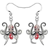 NEWEI Funny Enamel Whale Octopus Jellyfish Shark Earrings Seahorse Dangle Beach Jewelry for Women Hawaiian Gifts