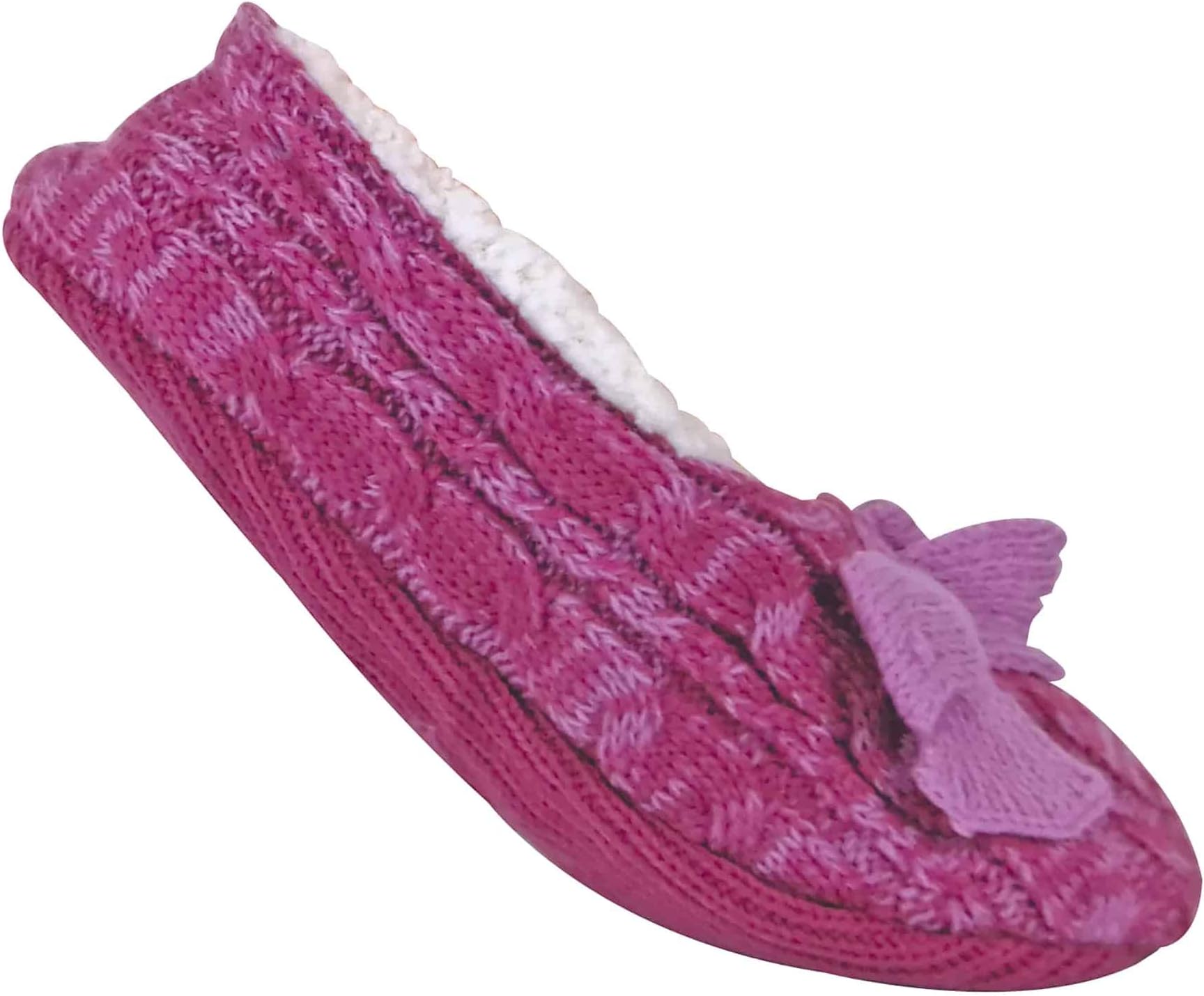 Jennifer Anderton - Ladies Knitted Fluffy Faux Fur Lined Warm Fleece Non Slip Slipper Socks with Grippers