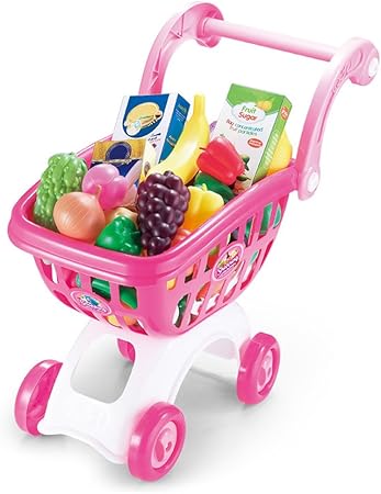 Amazon 子供のショッピングカート ままごと遊びをするカート 組立式 赤ちゃんのおもちゃ 児童買い物のゲーム 知育玩具 誕生日 クリスマス 入園祝い 女の子 男の子 セット おもちゃ