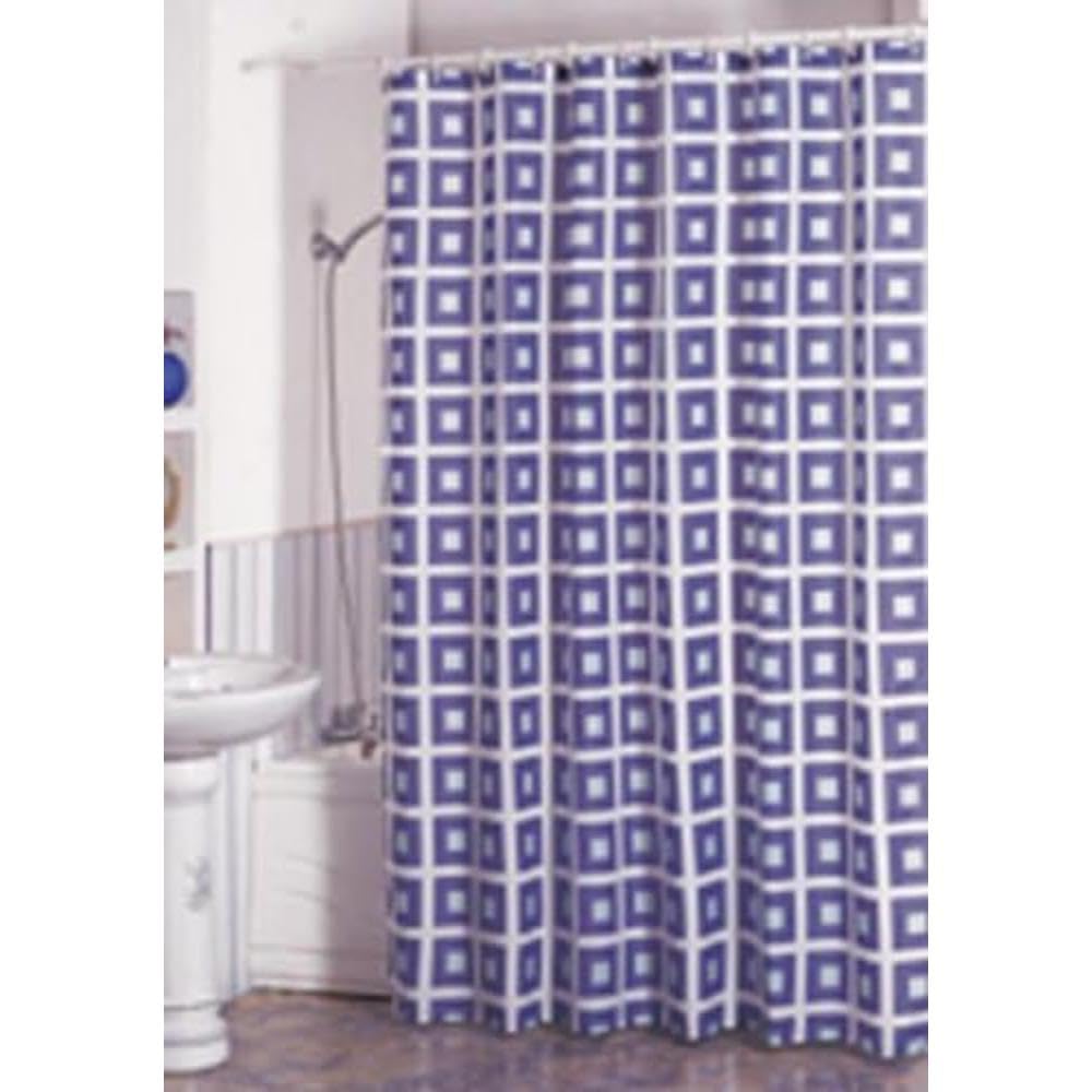 MSV 140103 Polyester Shower Curtain + 12 Curtain Rings – 180 x 200 x 0.1 cm Plastic