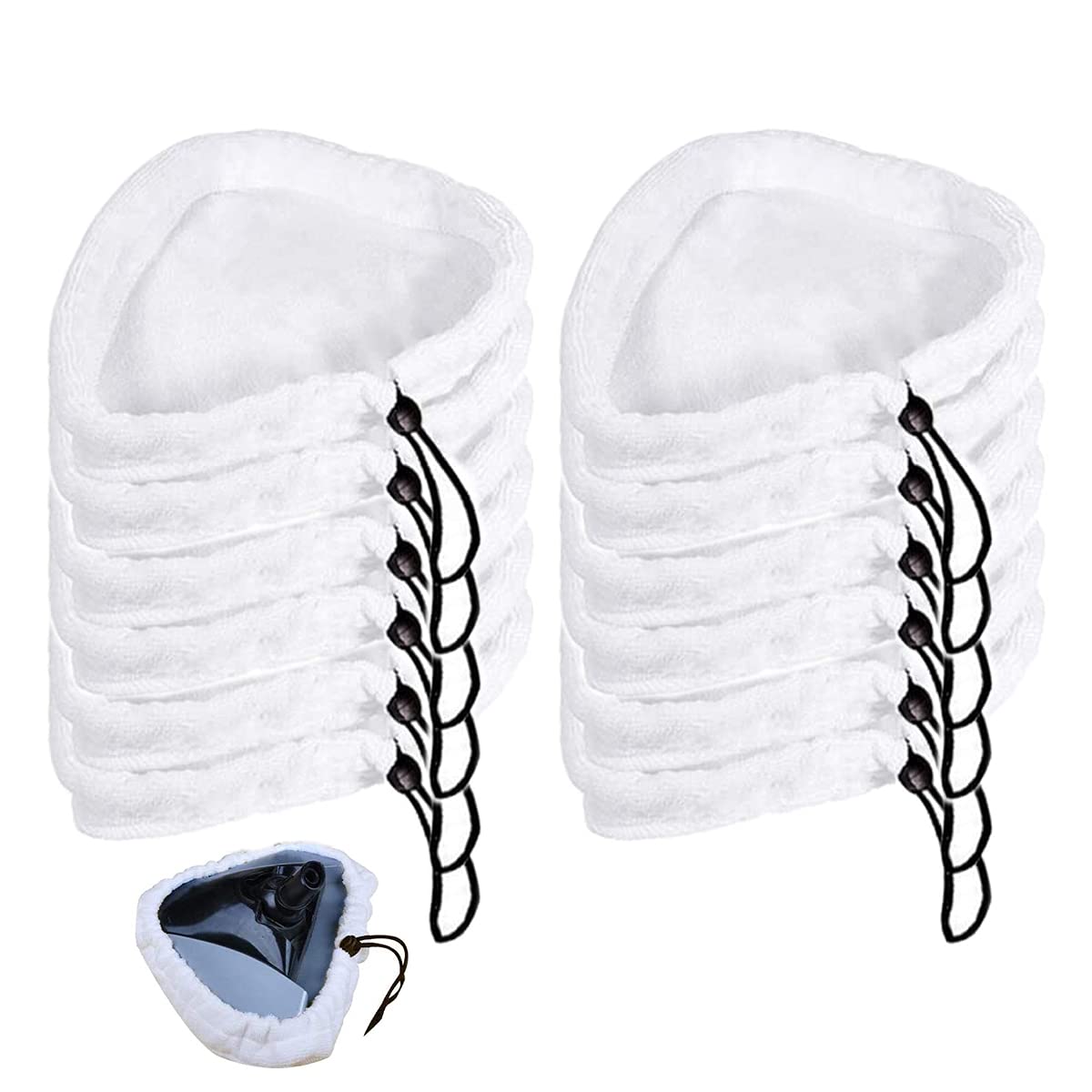 RoadLoo Steam Cleaner Pads, Pack of 12 Steam Mop Pads Microfibre Cloths Cleaning Pad Cover Washable Pads with a Triangular Base Universal for Cleaning Laminate Tile Linoleum Marble