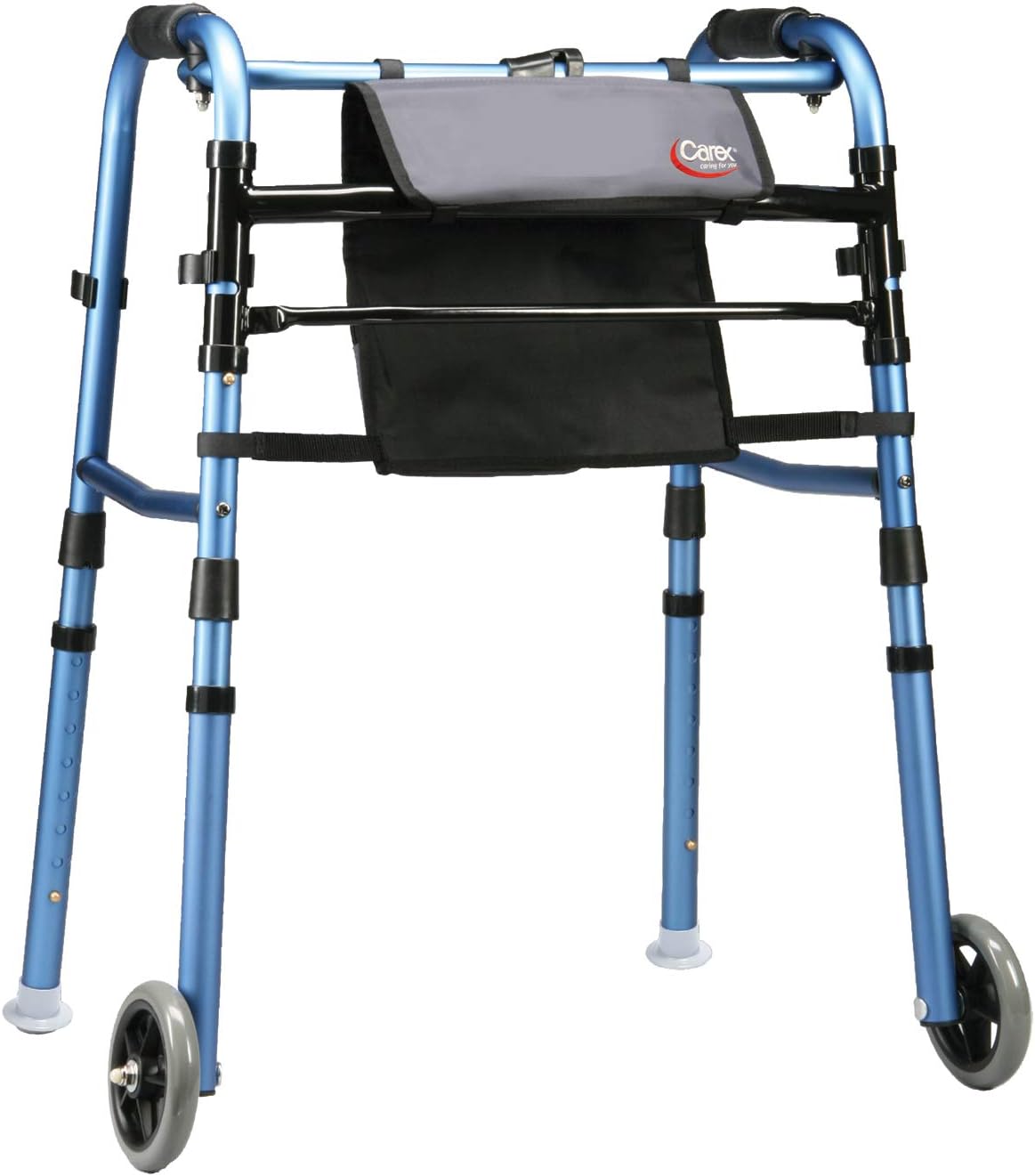 Carex Folding Explorer Walker for Seniors - Adult Walker with 5-Inch Wheels - Portable Medical Walker with Adjustable Height, 30-38 Inches: Health & Personal Care