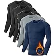 5 or 4 Pack Men's Thermal Compression Shirt Fleece Lined Long Sleeve Athletic Base Layer Cold Weather Gear Workout Top
