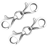 2 Pcs 925 Sterling Silver Double End Design Lobster Clasp 9MM Chain Extender Double Claw Connector Extension Clasps for Bracelet Jewelry Making Necklace Clasps and Closures (Silver)