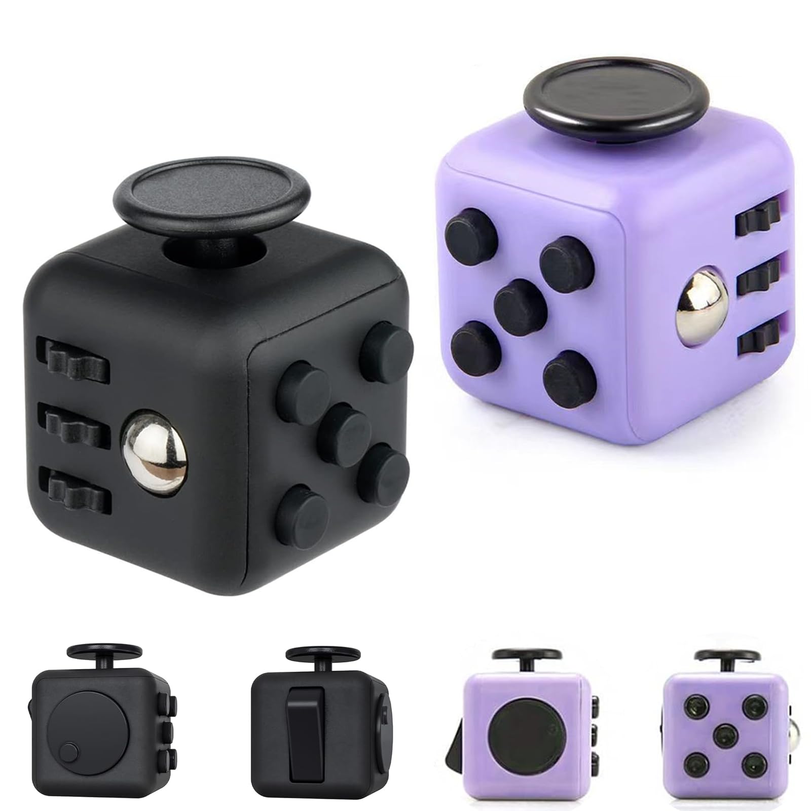 ZISHAN 2 Pcs Fidget Cube, Figet Cube, Fidget Toy Cube Infinity Cube Fidget Cubes Fidgit Cube, Portable & Convenient, Idea for Occasion Like Birthdays Thanksgiving Halloween New Year or Any Other Party