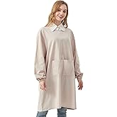 Nanxson Women Long Sleeve Apron Cotton Linen Apron with Pockets Work Apron For Cooking,Gardening, Painting, Baking, Housework