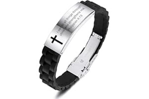 MeMeDIY Inspirational Quote Cross Bracelets Faith Christian Bible Accessories Verse Silicone ID Wristband Religious Gifts for
