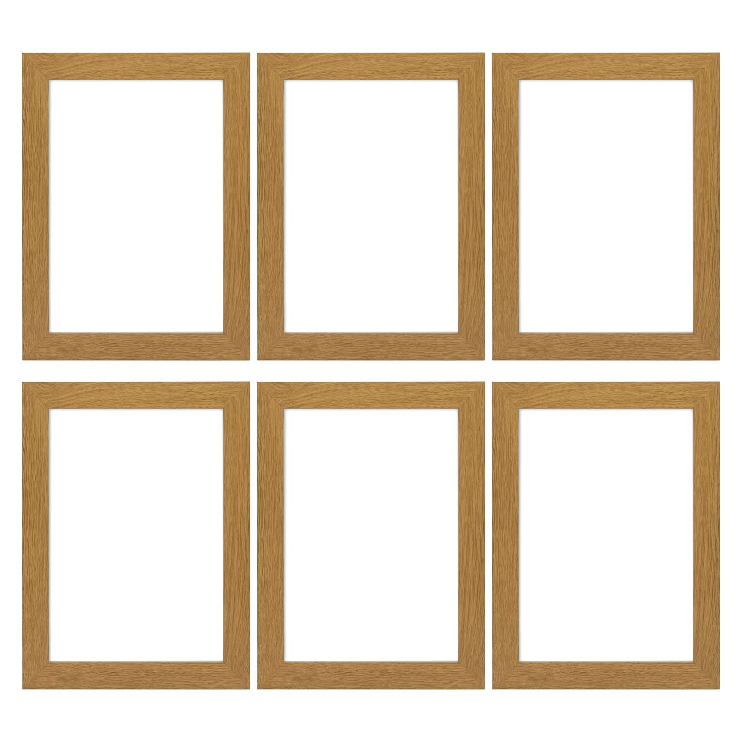 Memory Box Pack of 6 Photo Frames, MDF 30 mm French Oak Picture Frames for Home Family Office Decor, Classic Wall Frame & Tabletop Display Frame Size A4 (21 x 29.7 cm) French Oak