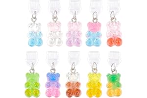 OLYCRAFT 10Pcs Dust Plug Charm Type C Anti Dust Plugs 1.4 inch Long Mobile Dustproof Plugs with Bear Pendants USB C Port Cap 