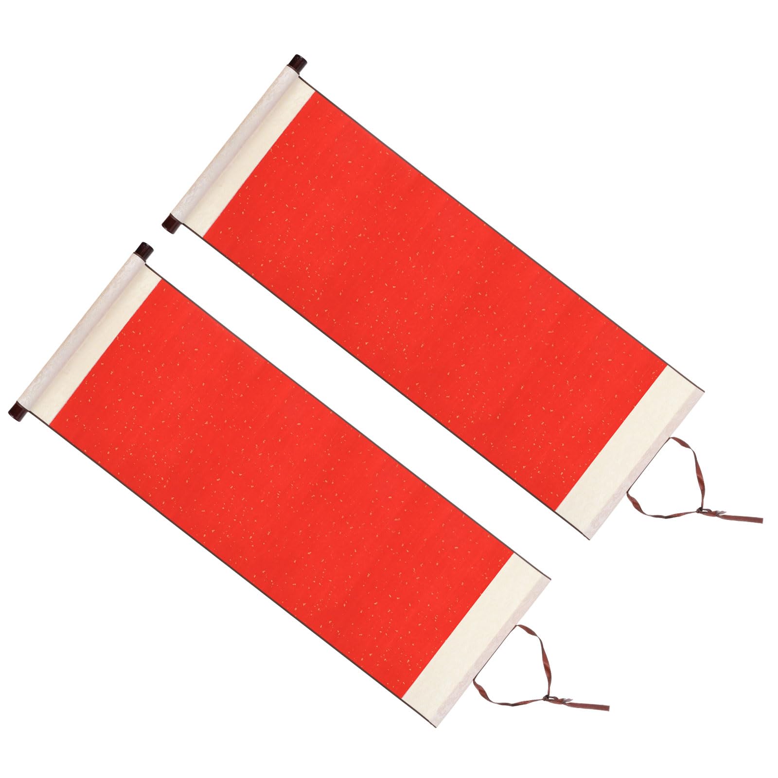 PATIKIL 31x12 Inch Xuan Paper Scroll, 2 Pack Silk Half Raw Ripe Blank Hanging Xuan Paper Chinese Calligraphy Practice Roll for Art Painting Home Decor, Red