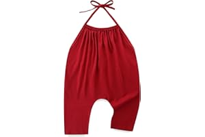 HIKIDO Toddler Girls Summer Clothes Backless Strap Slouch Jumpsuit Harem Halter Romper Pants 1T~5T
