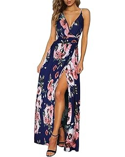 sexy deep v collar floral printed maxi dress