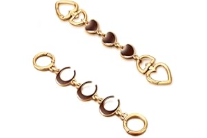 TMTAINS 2Pcs Bag Extender Chain Heart Moon Purse Strap Extenders for Handbags Purse Extender Chain Gold Chain Purse Strap Replacement Brown Purse Accessories Bag Charms for Handbags Purse Making Supplies