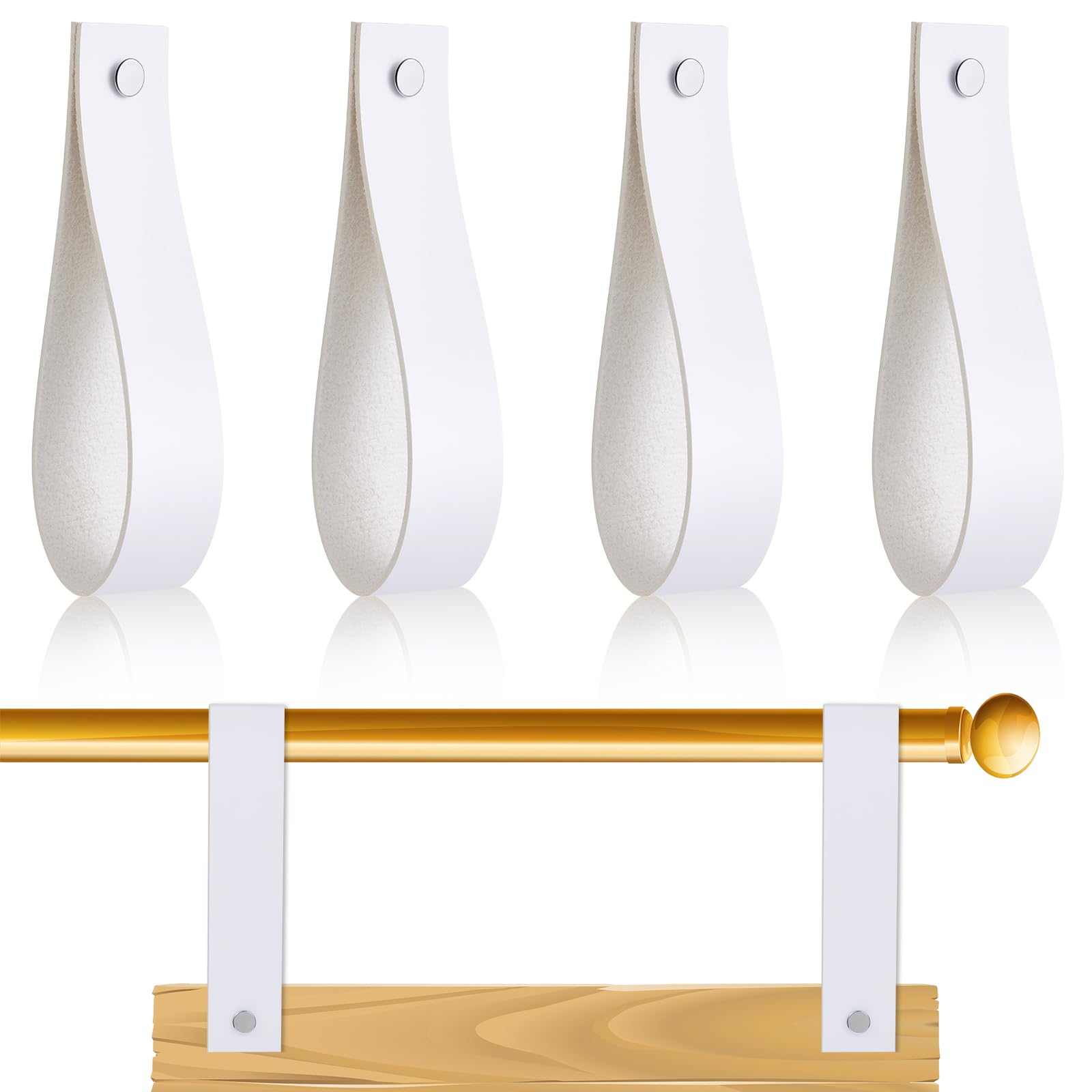 Photo 1 of Vercraft 4 Pcs Faux Leather Sign Straps for Hanging Sign Faux Leather Curtain Rod Holder Straps Hanger for Engagement Wedding Welcome Event Display Seating Chart Ceremony Frame(White)