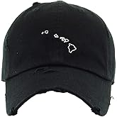 Hawaii Map Outline Dad Vintage Baseball Cap Embroidered Cotton Adjustable Distressed Dad Hat