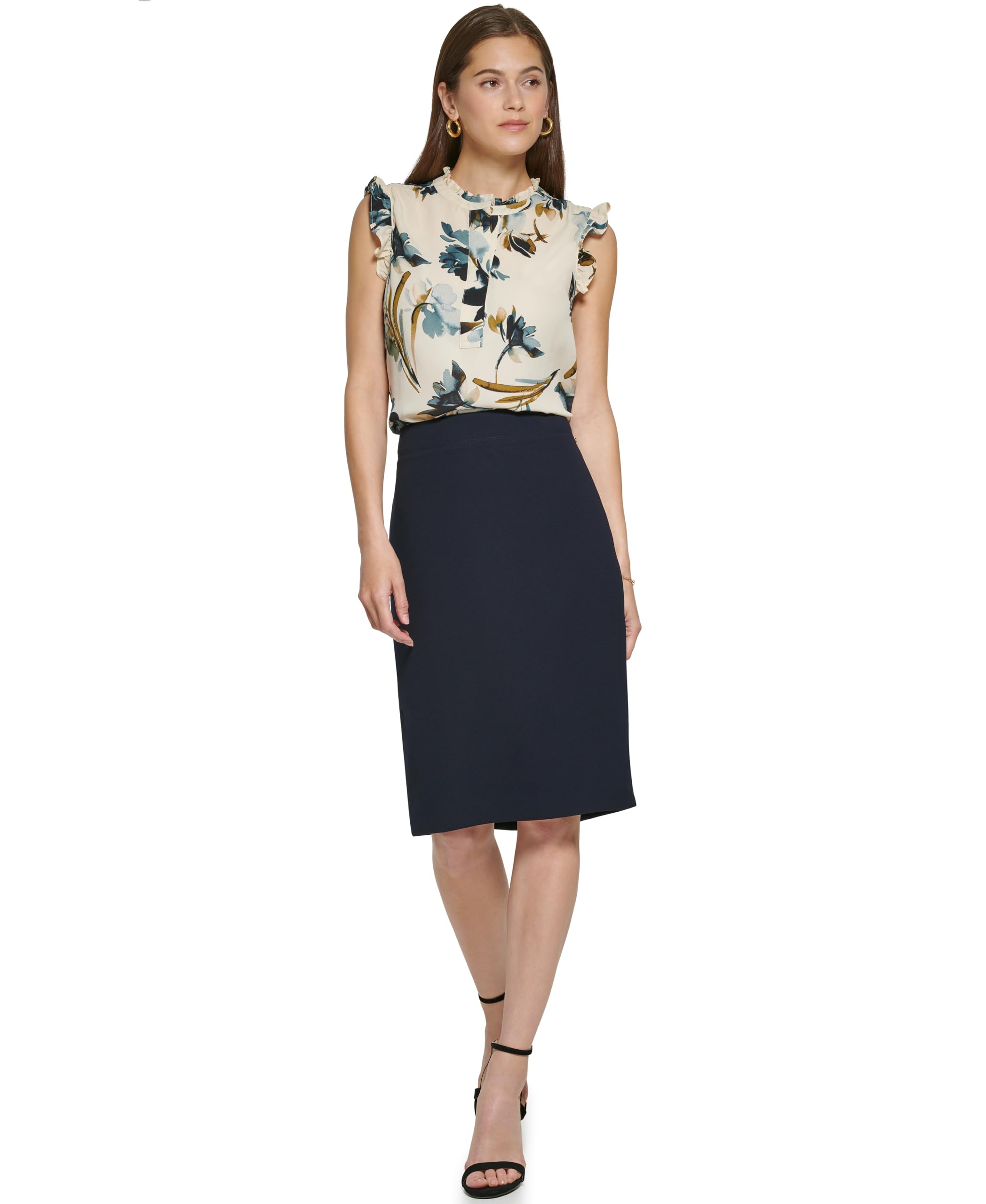 DKNY Women’s Business Casual Knee-Length Pencil Skirt, Classic Navy