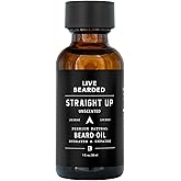 Live Bearded Beard Oil, 1 fl oz - Premium All-Natural Jojoba - Made in the USA - Hair and Skin Care for Men with Dry, Flaky Patches | Straight Up Unscented - Fragrance-Free