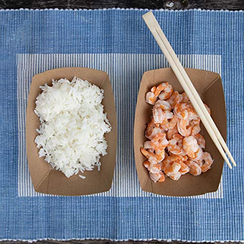 PaperMi Brown Paper Food Tray - USA Made FDA Approved 2.5lb Disposable Kraft Hot Dog Tray, Paper Food Trays for Picnics, Carnivals, Camping - Food Serving Tray Holds Hot and Cold Food - (250pcs)