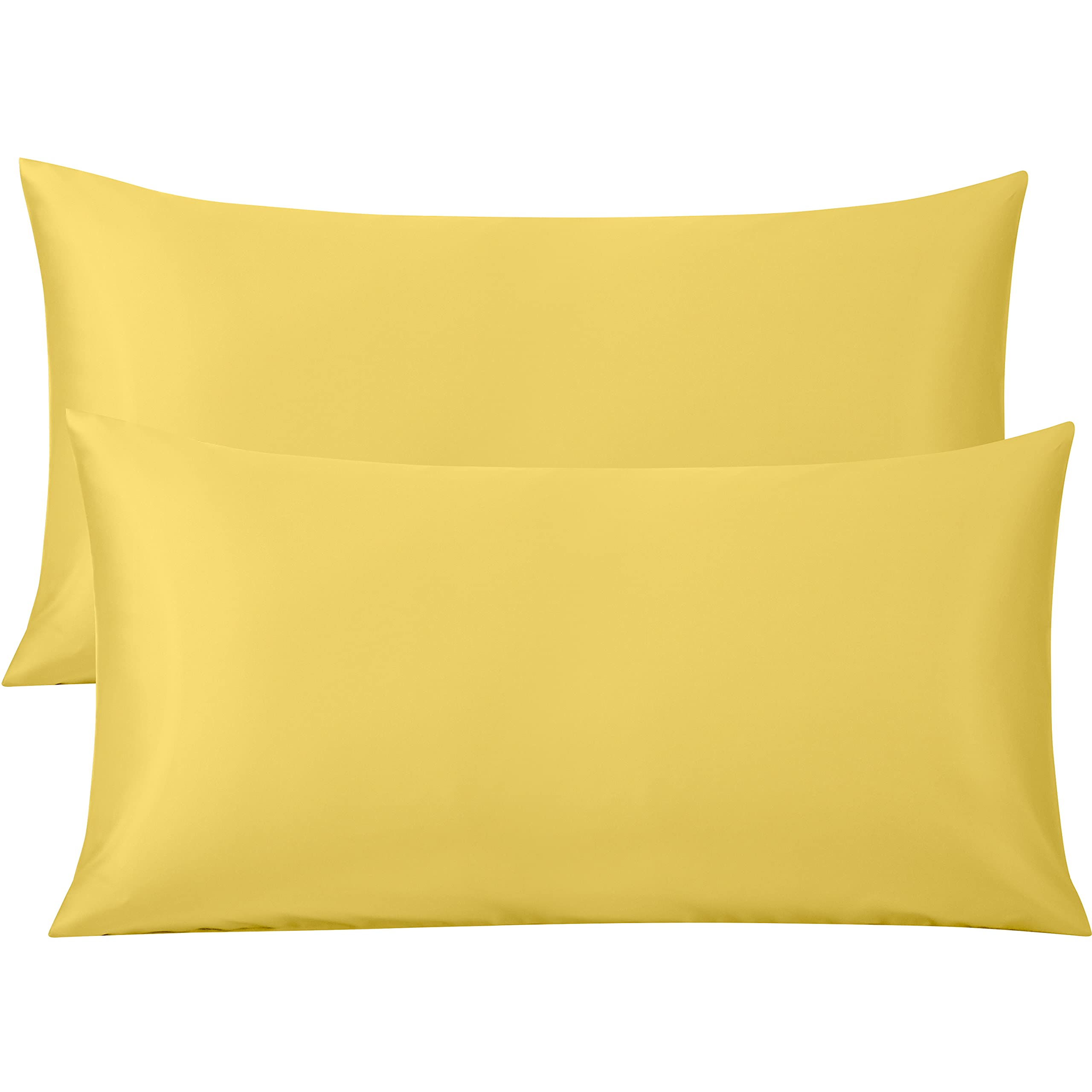 FLXXIE 2 Pack 500 Thread Count 100% Egyptian Cotton Pillowcases, Super Cozy and Breathable King Pillow Cases with Envelope Closure, 50x90 cm, Yellow — image 1