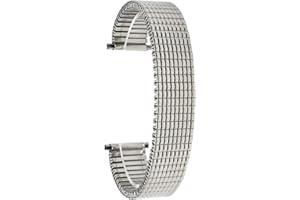 Bandini Stainless Steel Stretch Watch Band, Straight End, Metal Expansion Strap, No Buckle - Silver Tone - 12mm, 13mm, 14mm, 