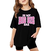 Big Sister Shirts for Girls in My Big Sis Era T-Shirt Oversized Kids Sparkly Graphic Short Sleeve Outfits