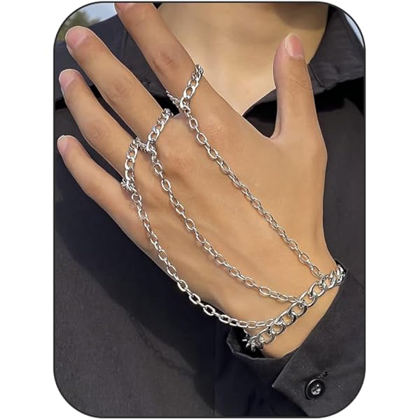 Amazon.com: Prasacco Ring Bracelet Hand Chain Punk Tassel Bracelet