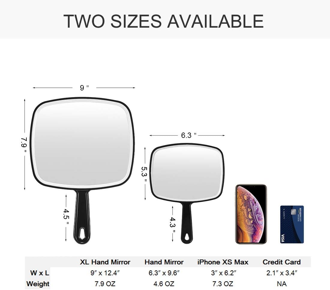 OMIRO Hand Mirror, Black Handheld Mirror with Handle, 6.3" W x 9.6" L: Home & Kitchen