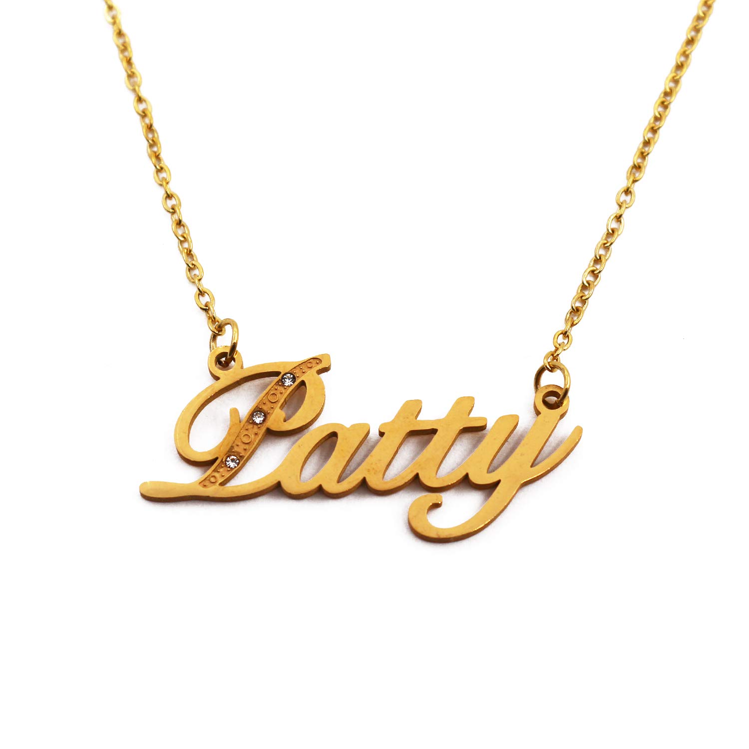 Patty Name Necklace Personalised Gold Plated Custom Dainty Name Pendants, Jewellery for Ladies, Girlfriend, Mother, Sister, Friends