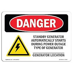 OSHA Danger Sign - Standby Generator Automatically