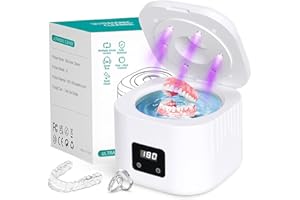 Retainer Ultrasonic Denture Cleaner Machine, 49kHz Dental Night Guard Cleaning Tablets Ultra Sonic Dental Tools for Aligner, 