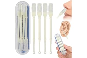Vincofoo 2 in 1 Nasal Hair Cutte, 2024 New Portable Nose Hair Trimmer, 360° Rotating Nose Hair Trimmer with Ear Picker, Manual Nose Hair Trimmer, Nostril Hair Remover Tool for Women Men(4PCS) (White)