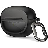 SURITCH Case Cover for Bose Ultra Open Earbuds(2024), Shockproof Protective Cover for Bose Ultra Open Wireless Ear Earbuds Charging Case Accessories with Carabiner, Black