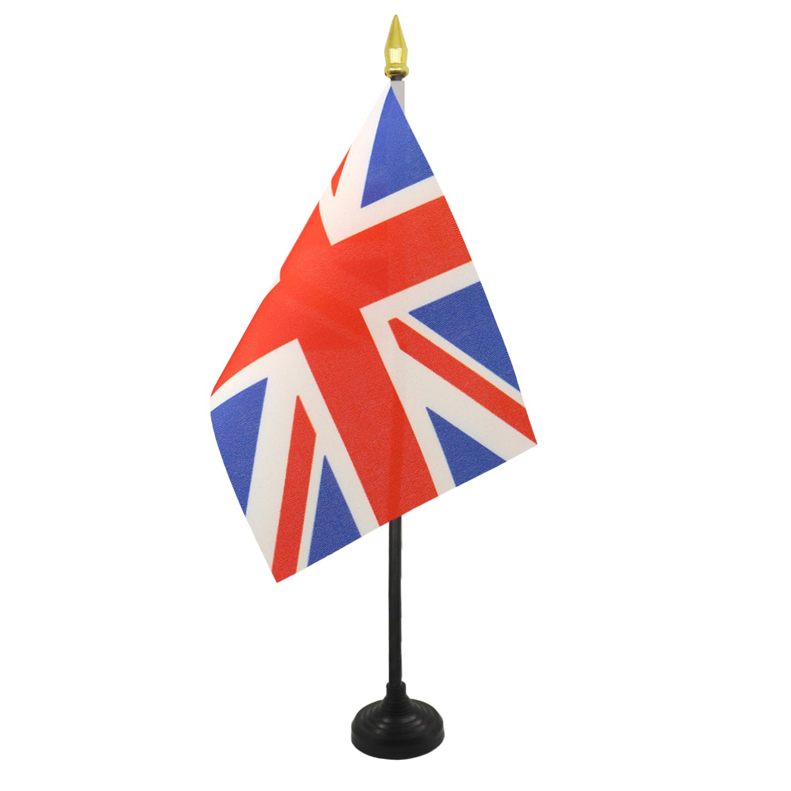 AZ FLAG - United Kingdom Table Flag 4'' x 6'' - British Mini Desk Flag 100% Polyester 15 x 10 cm - Office Mini Banner with 10'' Pole - Golden Spear