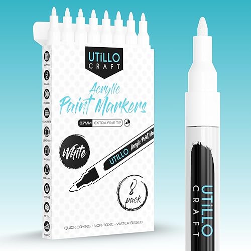 Extra Fine Tip White Paint Pen For Canvas 8-Pack White Paint Pens