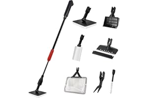 7 in 1 Aquarium Cleaning Tools,Fish tank cleaning Kit with Adjustable Long Handle,Fish Tank Cleaner Set with Sponge Brush, Sc