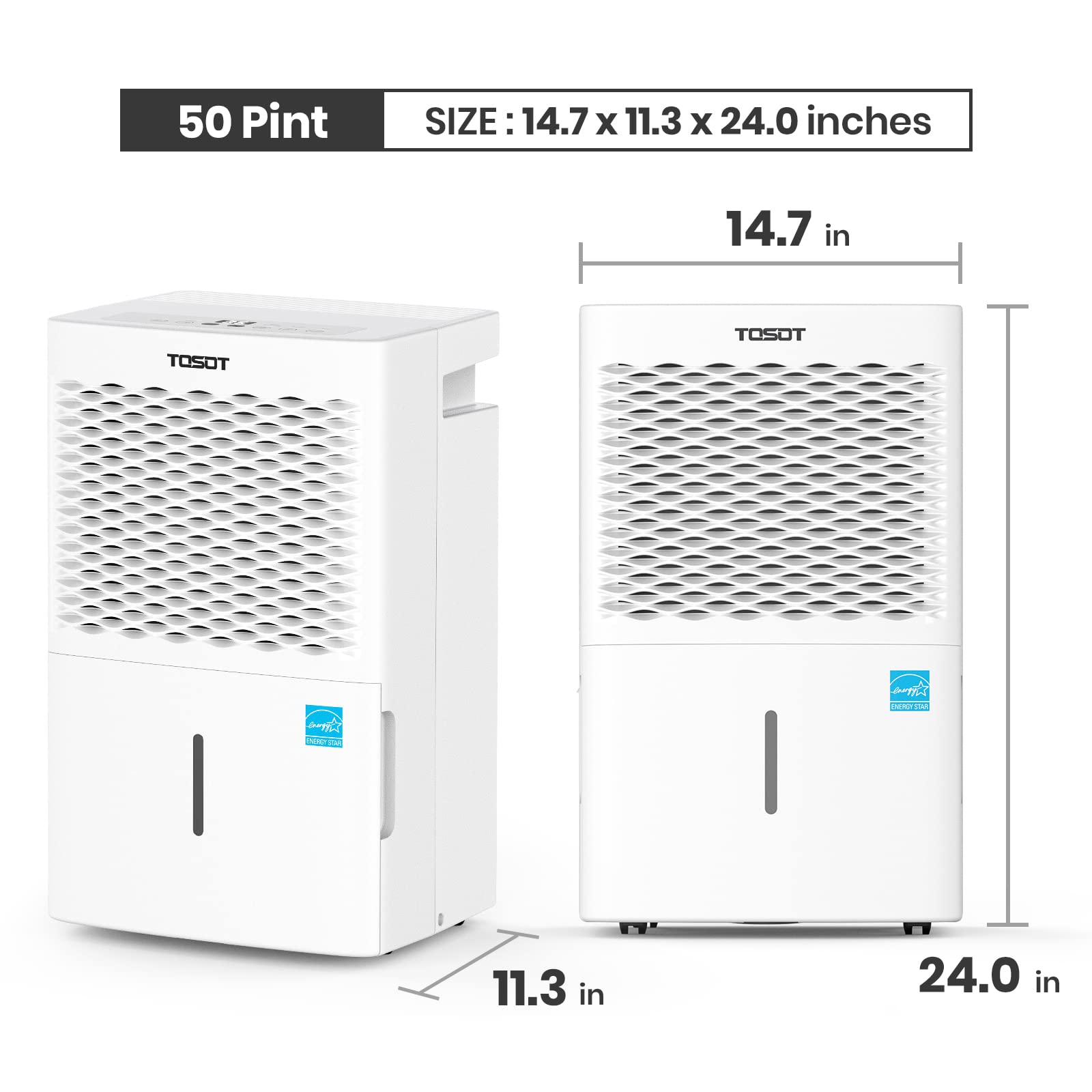 TOSOT 50 Pint 4,500 Sq Ft Dehumidifier Energy Star - for Home, Basement, Bedroom or Bathroom - Super Quiet (Previous 70 Pint)