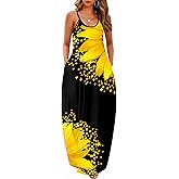 Wolddress Womens Maxi Dress with Pockets 2026 Casual Strap Plus Size Loose Plain Long Office Summer Beach Travel Dresses S-5X